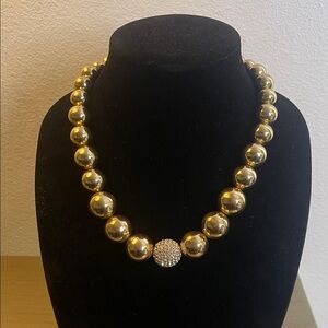 Alfani Gold Beaded Necklace with Silver Pave Accent